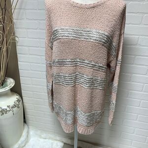NWT $109 Chico's Sequin Shine Sweater Peach Silver Size 3 (XL)